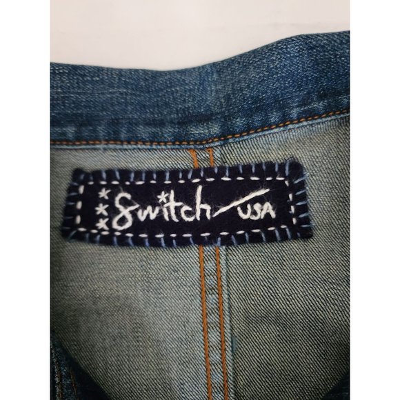 Switch USA Women's Blue Denim Butterfly Design Cropped Jean Jacket Size XL - Picture 6 of 10